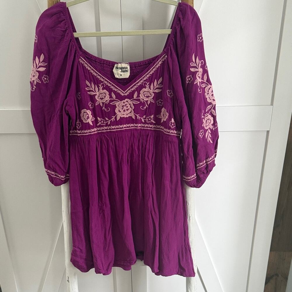 Savanna Jane Magenta Dress with Pink Embroidery M